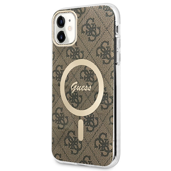 Set Guess GUBPN61H4EACSW Case+Charger iPhone 11 6.1" brun/brun hard case 4G Print MagSafe