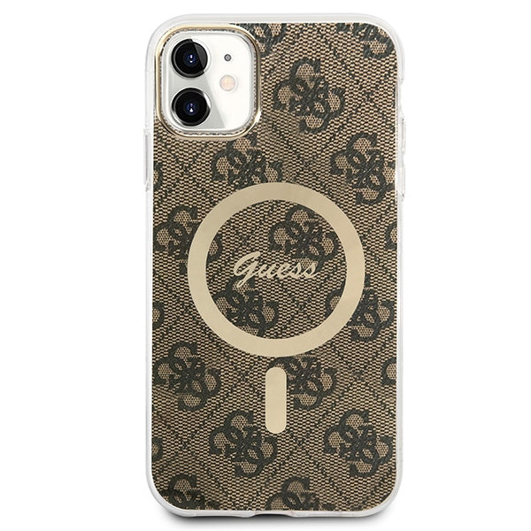 Set Guess GUBPN61H4EACSW Case+Charger iPhone 11 6.1" brun/brun hard case 4G Print MagSafe