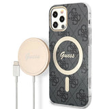 Set Guess GUBPP12MH4EACSK Case+ Charger iPhone 12/12 Pro sort/sort hard case 4G Print MagSafe