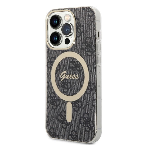 Set Guess GUBPP14LH4EACSK Case+ Charger iPhone 14 Pro 6,1" sort/sort hard case 4G Print MagSafe