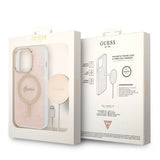 Set Guess GUBPP14LH4EACSP Case+ Charger iPhone 14 Pro 6,1" pink/pink hard case 4G Print MagSafe