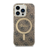 Set Guess GUBPP14LH4EACSW Case+ Charger iPhone 14 Pro 6,1" brun/brun hard case 4G Print MagSafe