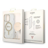 Guess GUBPP14LHMEACSH Case+ Charger Set iPhone 14 Pro 6.1" hvid/hvid hårdkasse Marble MagSafe
