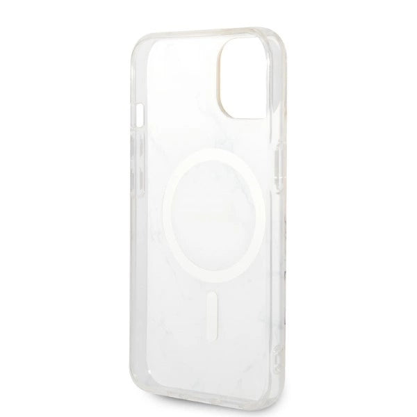 Set Guess GUBPP14MHMEACSH Case+ Charger iPhone 14 Plus 6,7" hvid/hvid hårdkasse Marble MagSafe