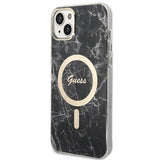 Set Guess GUBPP14MHMEACSK Case+ Charger iPhone 14 Plus 6,7" sort/sort hårdkasse Marble MagSafe