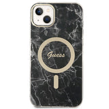 Set Guess GUBPP14MHMEACSK Case+ Charger iPhone 14 Plus 6,7" sort/sort hårdkasse Marble MagSafe