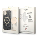 Set Guess GUBPP14SH4EACSK Case+ Charger iPhone 14 6.1" sort/sort hard case 4G Print MagSafe