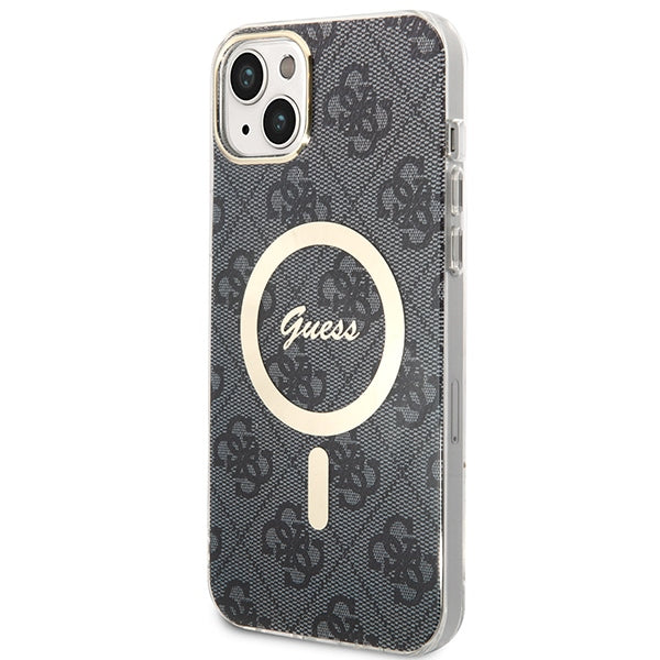 Set Guess GUBPP14SH4EACSK Case+ Charger iPhone 14 6.1" sort/sort hard case 4G Print MagSafe