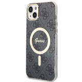 Set Guess GUBPP14SH4EACSK Case+ Charger iPhone 14 6.1" sort/sort hard case 4G Print MagSafe