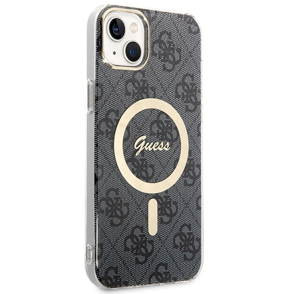 Set Guess GUBPP14SH4EACSK Case+ Charger iPhone 14 6.1" sort/sort hard case 4G Print MagSafe