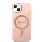 Set Guess GUBPP14SH4EACSP Case+ Charger iPhone 14 6.1" pink/pink hard case 4G Print MagSafe