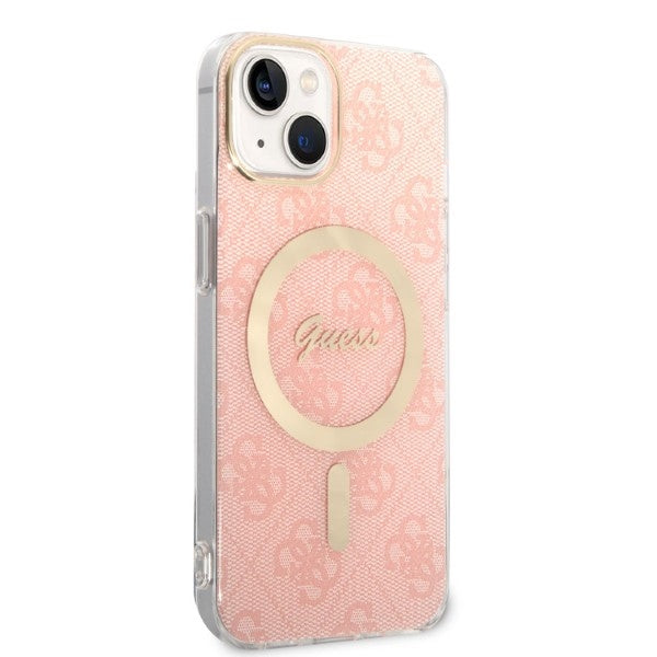 Set Guess GUBPP14SH4EACSP Case+ Charger iPhone 14 6.1" pink/pink hard case 4G Print MagSafe