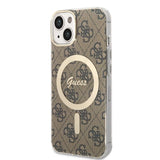 Set Guess GUBPP14SH4EACSW Case+ Charger iPhone 14 6.1" brun/brun hard case 4G Print MagSafe