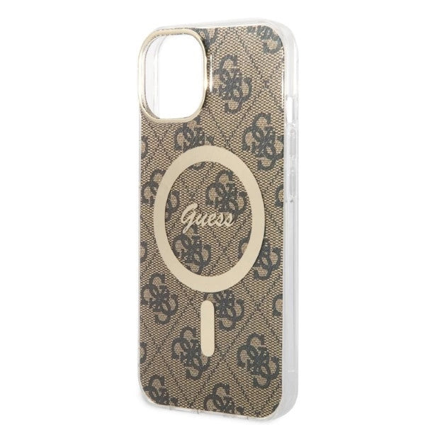 Set Guess GUBPP14SH4EACSW Case+ Charger iPhone 14 6.1" brun/brun hard case 4G Print MagSafe