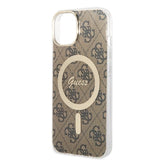 Set Guess GUBPP14SH4EACSW Case+ Charger iPhone 14 6.1" brun/brun hard case 4G Print MagSafe