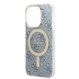 Set Guess GUBPP14XH4EACSB Case+ Charger iPhone 14 Pro Max 6,7" blå/blå hårdkasse 4G Print MagSafe