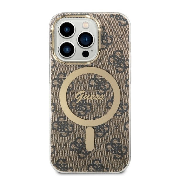 Set Guess GUBPP14XH4EACSW Case+ Charger iPhone 14 Pro Max 6,7" brun/brun hard case 4G Print MagSafe