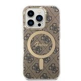 Set Guess GUBPP14XH4EACSW Case+ Charger iPhone 14 Pro Max 6,7" brun/brun hard case 4G Print MagSafe