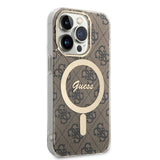 Set Guess GUBPP14XH4EACSW Case+ Charger iPhone 14 Pro Max 6,7" brun/brun hard case 4G Print MagSafe