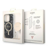 Set Guess GUBPP14XHMEACSK Case+ Charger iPhone 14 Pro Max 6,7" sort/sort hårdkasse Marble MagSafe