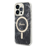 Set Guess GUBPP14XHMEACSK Case+ Charger iPhone 14 Pro Max 6,7" sort/sort hårdkasse Marble MagSafe