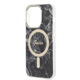 Set Guess GUBPP14XHMEACSK Case+ Charger iPhone 14 Pro Max 6,7" sort/sort hårdkasse Marble MagSafe