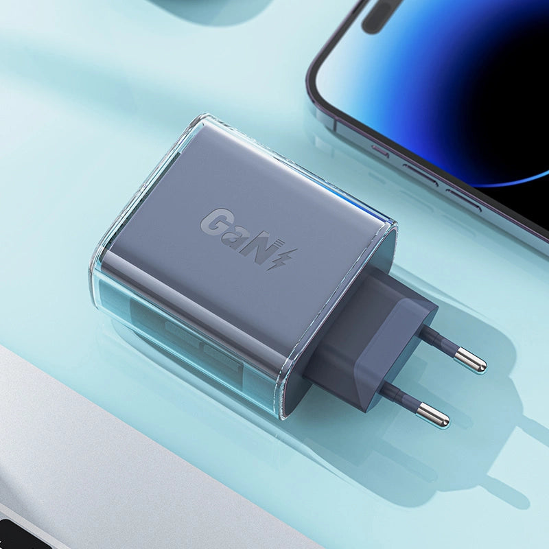Acefast oplader GaN 65W 3 porte (1xUSB, 2xUSB C) lilla (A45)