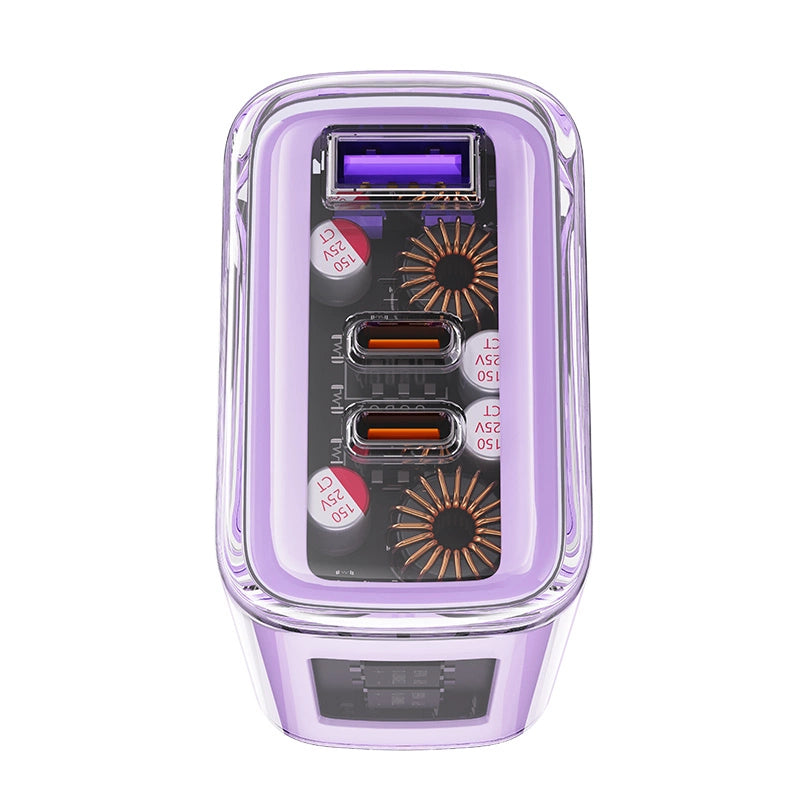 Acefast oplader GaN 65W 3 porte (1xUSB, 2xUSB C) pink (A45)
