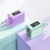 Acefast oplader GaN 65W 3 porte (1xUSB, 2xUSB C) grøn (A45)