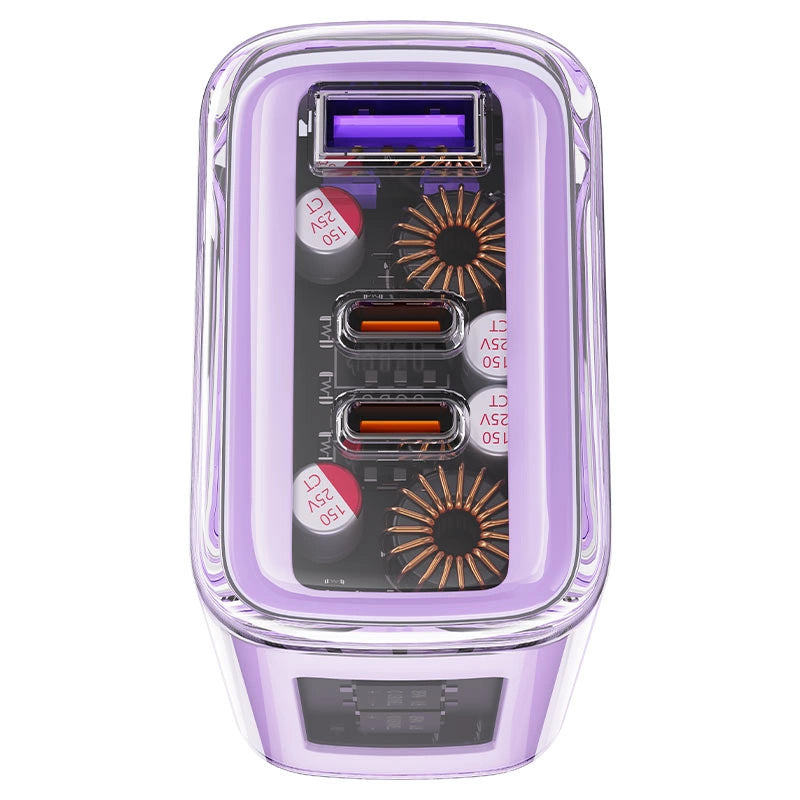 Acefast oplader GaN 65W 3 porte (1xUSB, 2xUSB C) grøn (A45)
