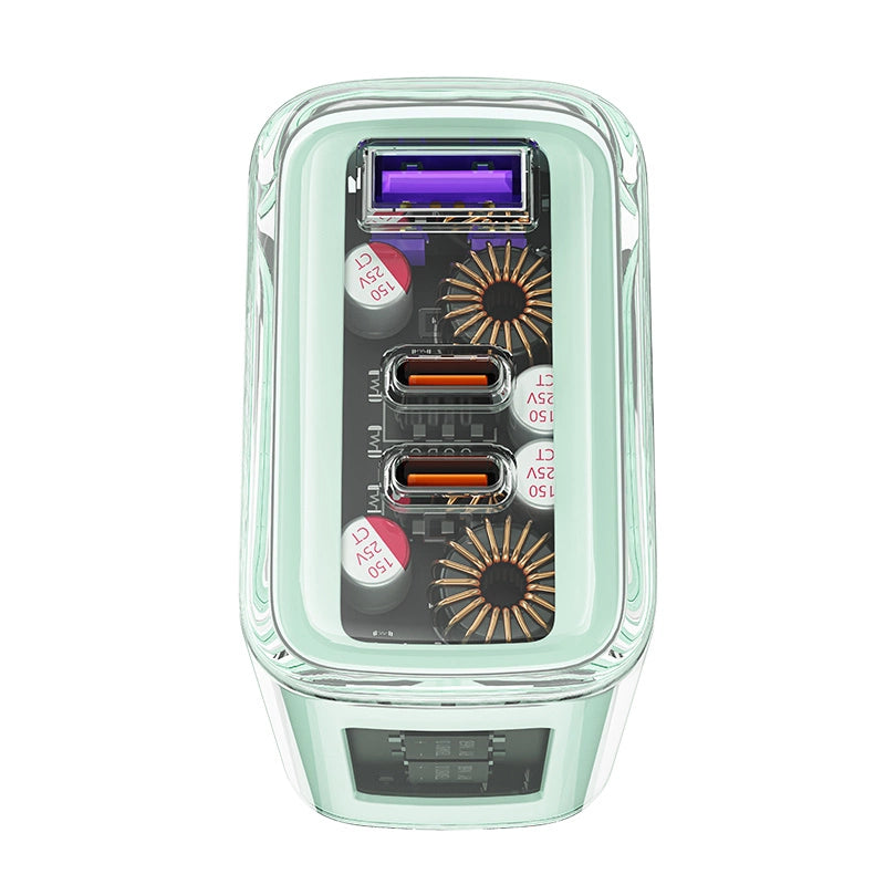 Acefast oplader GaN 65W 3 porte (1xUSB, 2xUSB C) grå (A45)