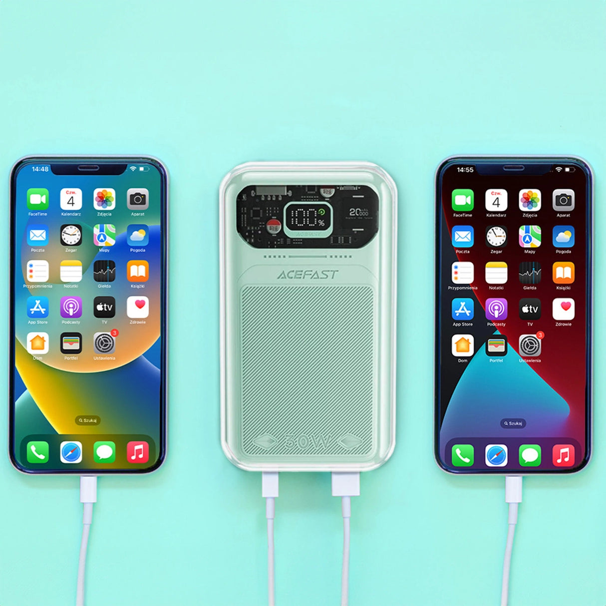 Acefast powerbank 20000mAh Sparkling Series hurtig opladning 30W grøn (M2)