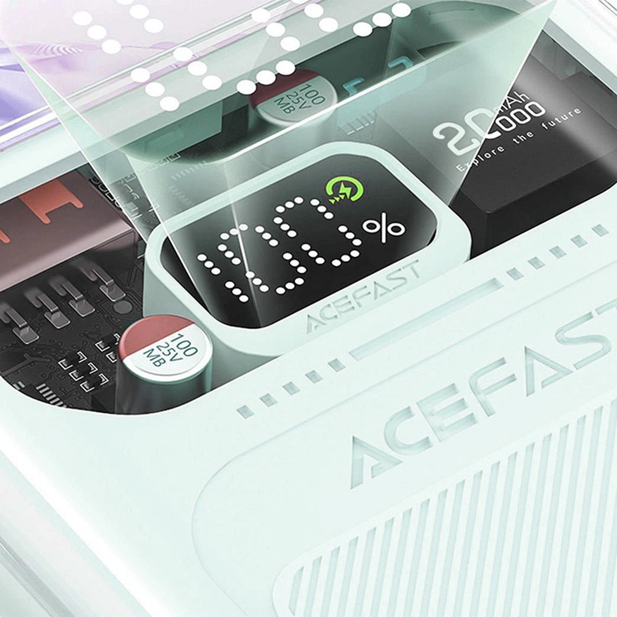 Acefast powerbank 20000mAh Sparkling Series hurtig opladning 30W grøn (M2)