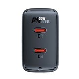 Hurtig opladning GaN 35W PD 2x USB C Acefast A49 - sort