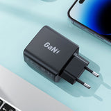Hurtig opladning GaN 35W PD 2x USB C Acefast A49 - sort