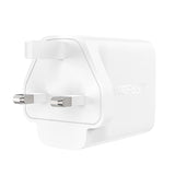 Acefast oplader GaN 65W 3 porte (1xUSB, 2xUSB C PD) UK stik hvid (A44)
