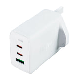 Acefast oplader GaN 65W 3 porte (1xUSB, 2xUSB C PD) UK stik hvid (A44)