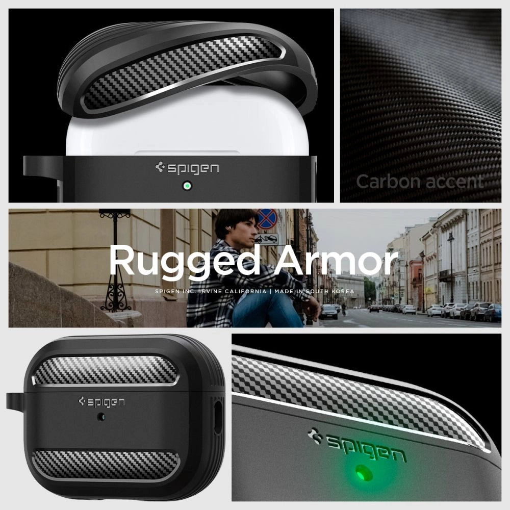 Spigen Rugged Armor Case til Apple AirPods Pro 1 / 2 - Matte Black