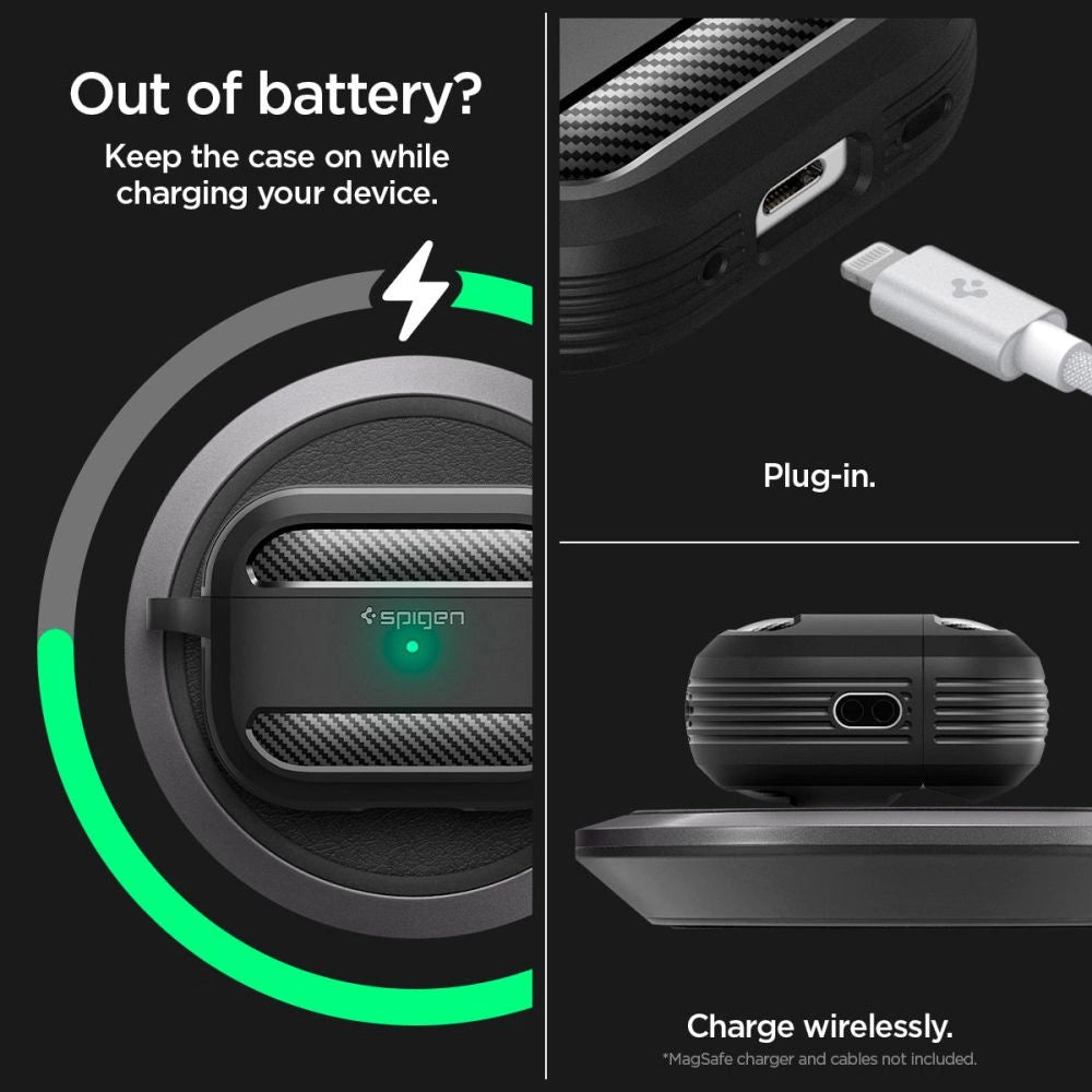 Spigen Rugged Armor Case til Apple AirPods Pro 1 / 2 - Matte Black