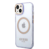 Guess GUHMP14SHTCMU iPhone 14 6.1" lilla/lila hard case Guld Outline Gennemskinnelig MagSafe