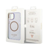 Guess GUHMP14SHTCMU iPhone 14 6.1" lilla/lila hard case Guld Outline Gennemskinnelig MagSafe