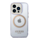 Guess Gold Outline Translucent MagSafe Case til iPhone 14 Pro Max 6.7" - Purpur