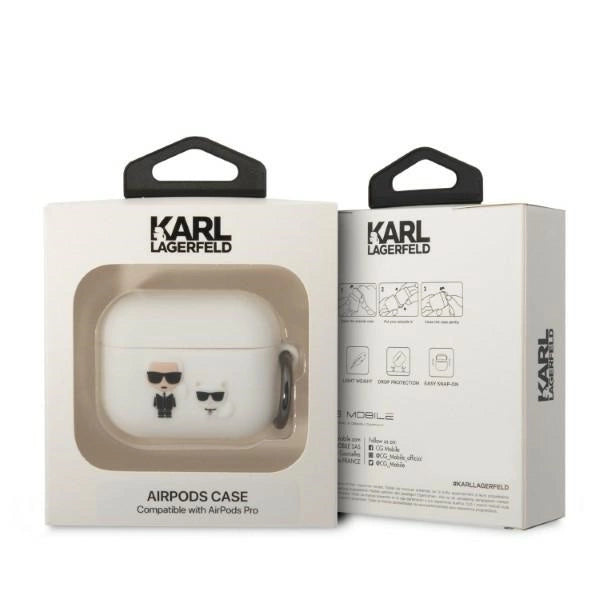 Karl Lagerfeld KLACAPSILKCW AirPods Pro cover hvid/hvid Silikon Karl & Choupette