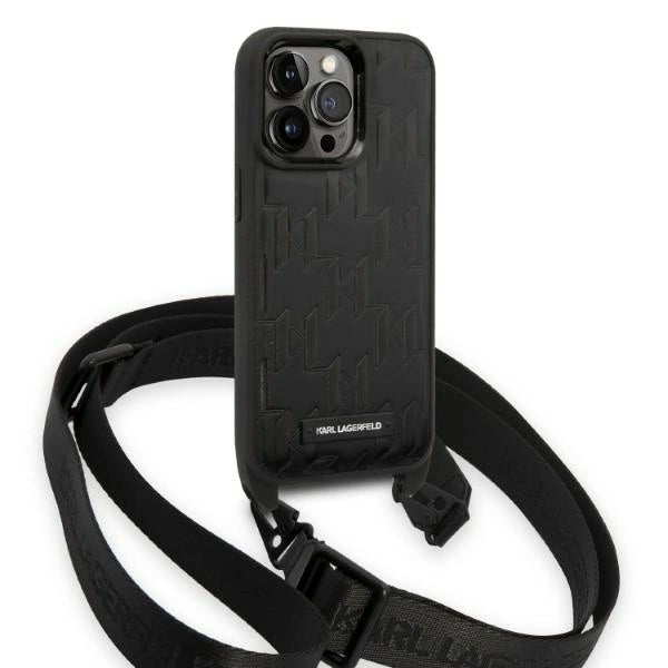 Karl Lagerfeld KLHCP14LSTMMK iPhone 14 Pro 6.1" hardcase sort/sort Monogram Plaque Logo Strap