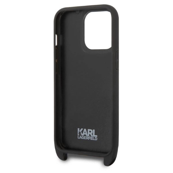 Karl Lagerfeld KLHCP14LSTMMK iPhone 14 Pro 6.1" hardcase sort/sort Monogram Plaque Logo Strap