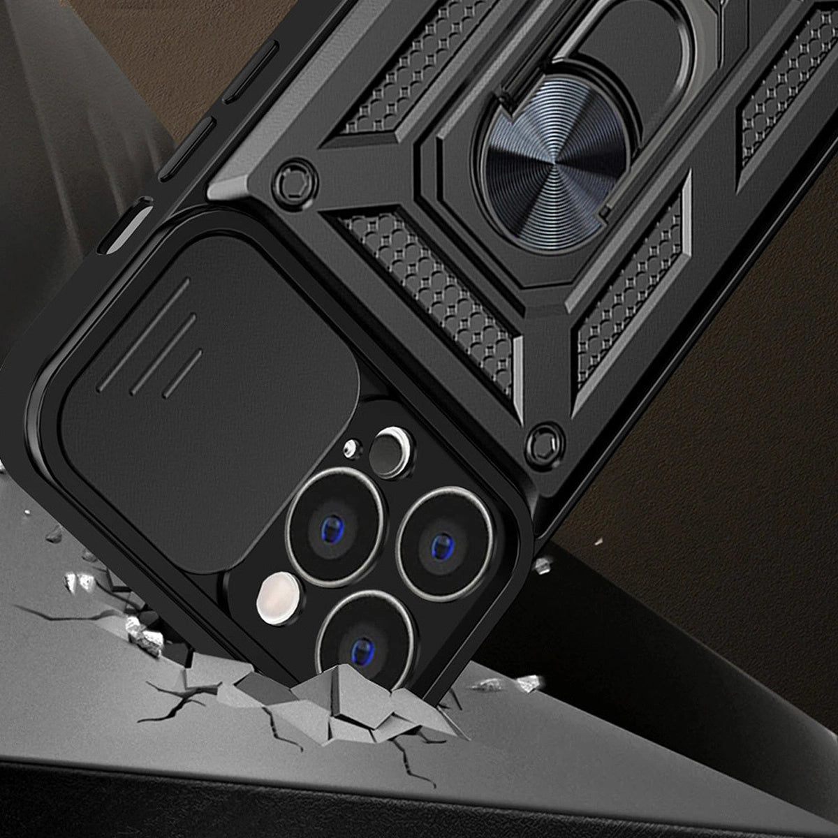 Hybrid Armor Camshield Case til Vivo X80 Lite / Vivo V25 Armor Case med Camera Cover sort