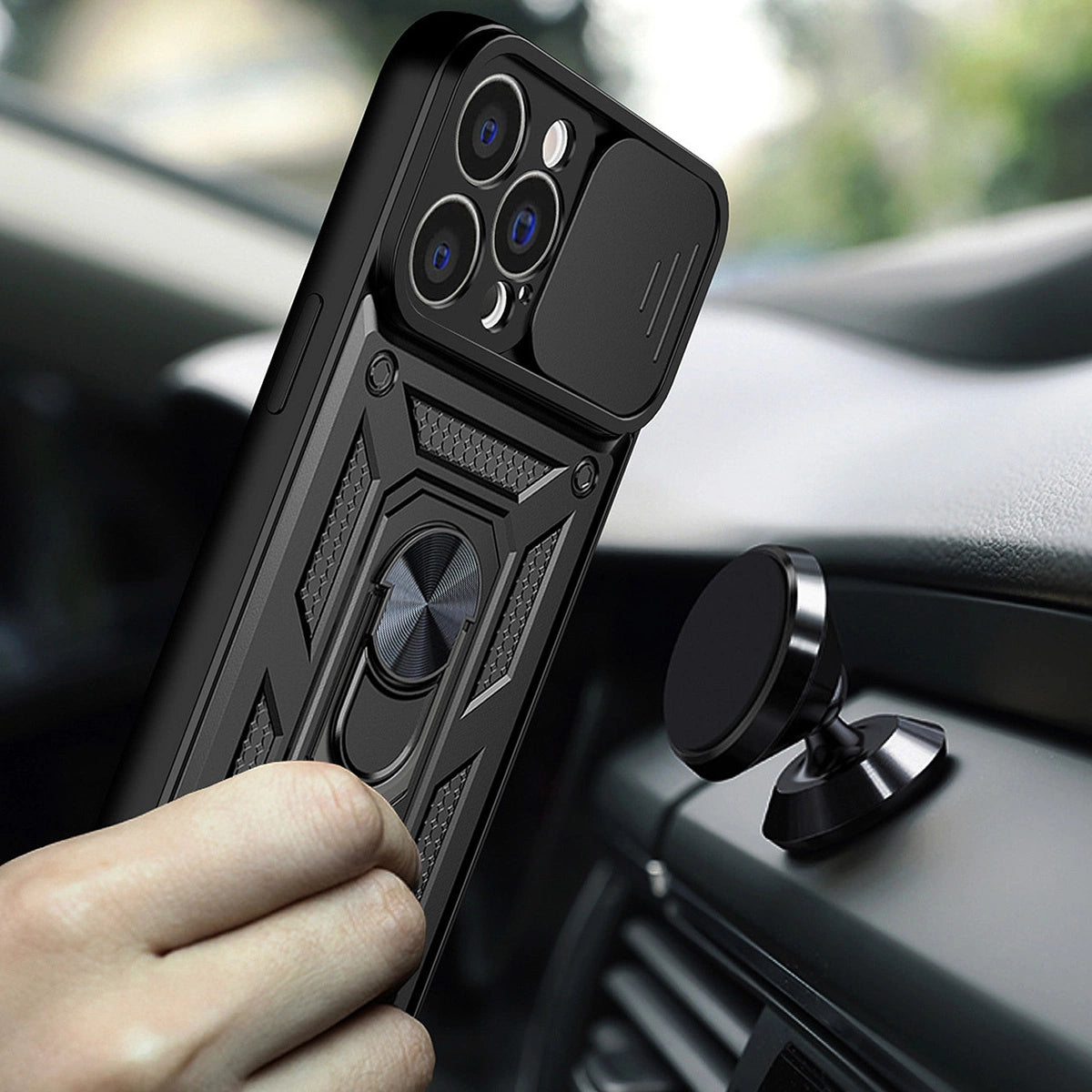 Hybrid Armor Camshield Case til Vivo X80 Lite / Vivo V25 Armor Case med Camera Cover sort