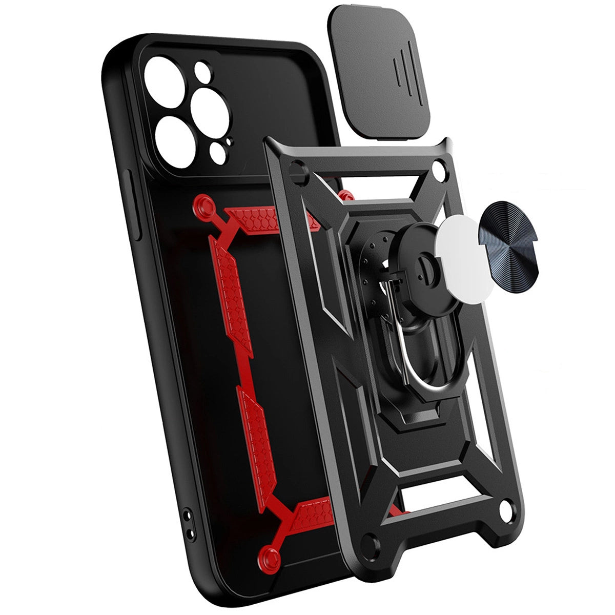 Hybrid Armor Camshield Case til Vivo X80 Lite / Vivo V25 Armor Case med Camera Cover sort