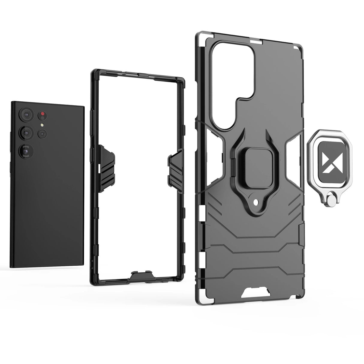 Wozinsky Ring Armor case til Samsung Galaxy S23 Ultra pansret cover magnetisk holder ring sort