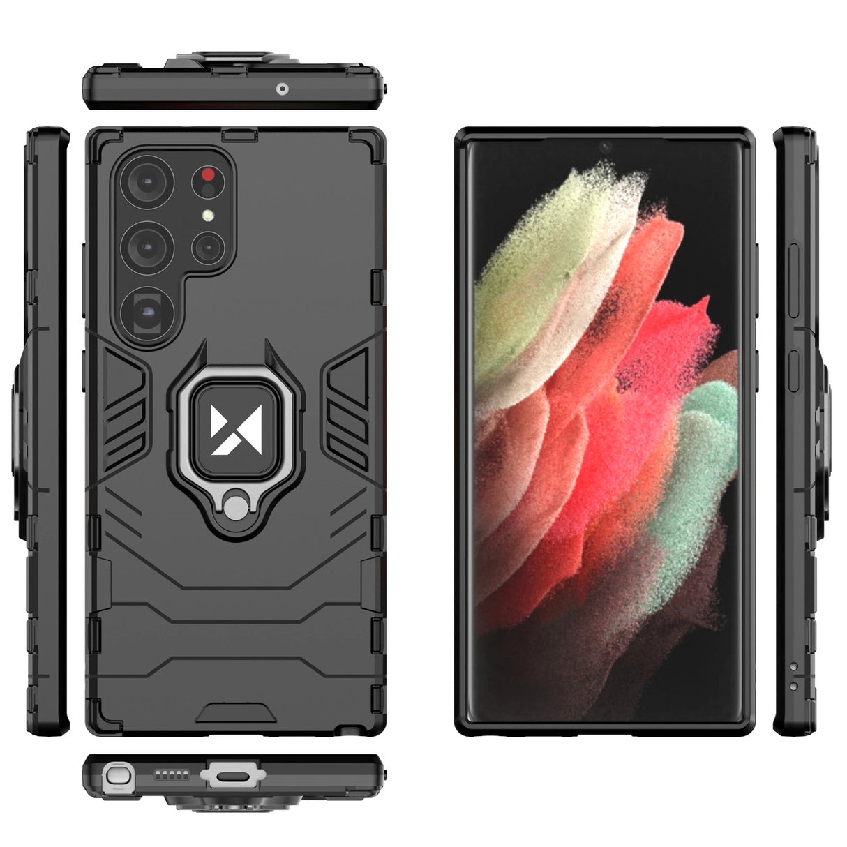 Wozinsky Ring Armor case til Samsung Galaxy S23 Ultra pansret cover magnetisk holder ring sort